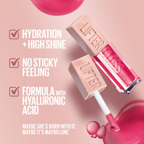 Maybelline Lifter Gloss texture swirl highlighting smooth hydrating formula benefit
