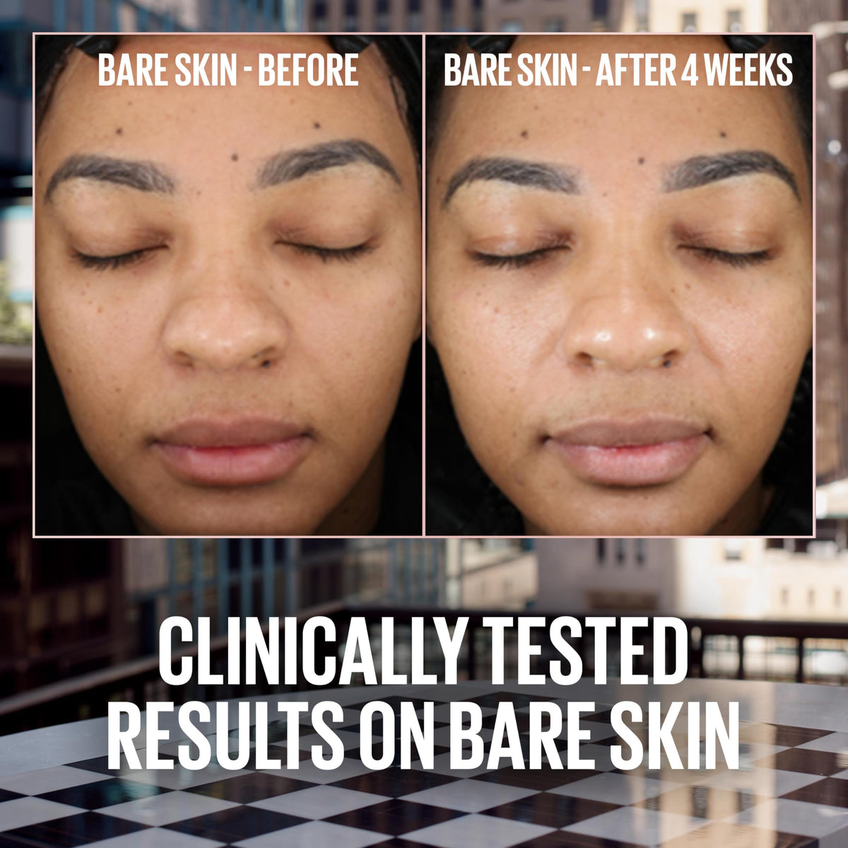 Maybelline Lifter in bathroom mirror lifestyle shot conveying everyday skincare makeup benefit