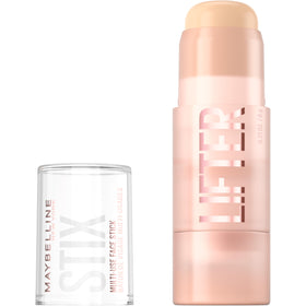 MAYBELLINE front packaging of Lifter Stix showing shade and compact benefits