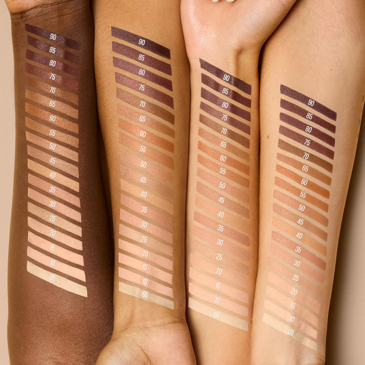 MAYBELLINE swipe on skin demonstrating blendable coverage and natural finish