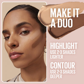 Maybelline Lifter Stix next to hand to show compact travel-friendly size