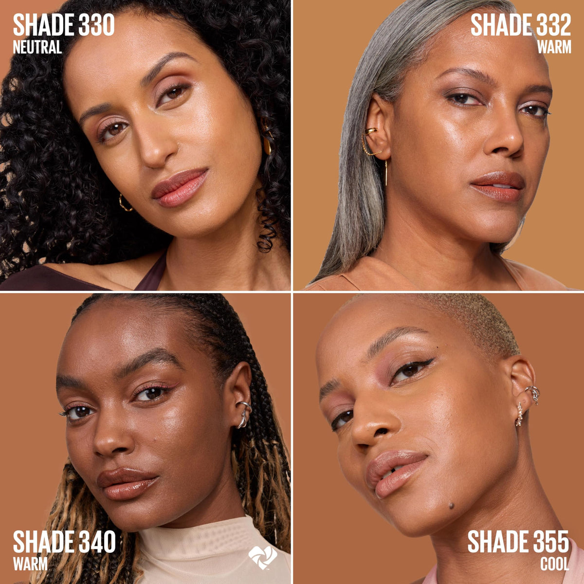 Maybelline swatches across skin tones, displays shade range and coverage