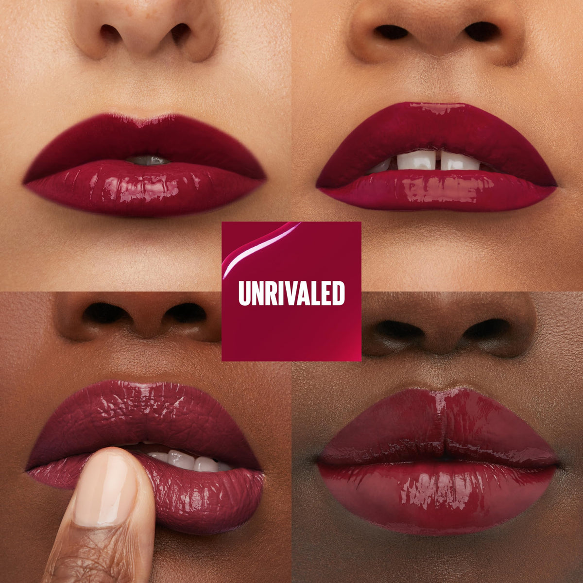 Maybelline texture swatch showing rich pigment and instant vinyl shine