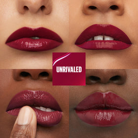 Maybelline texture swatch showing rich pigment and instant vinyl shine