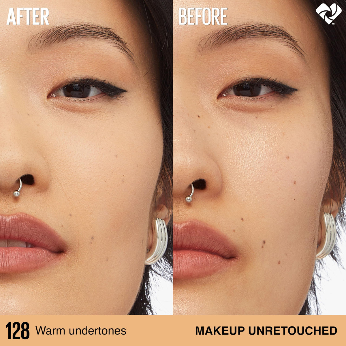 Maybelline foundation on applicator demonstrating smooth, blendable formula