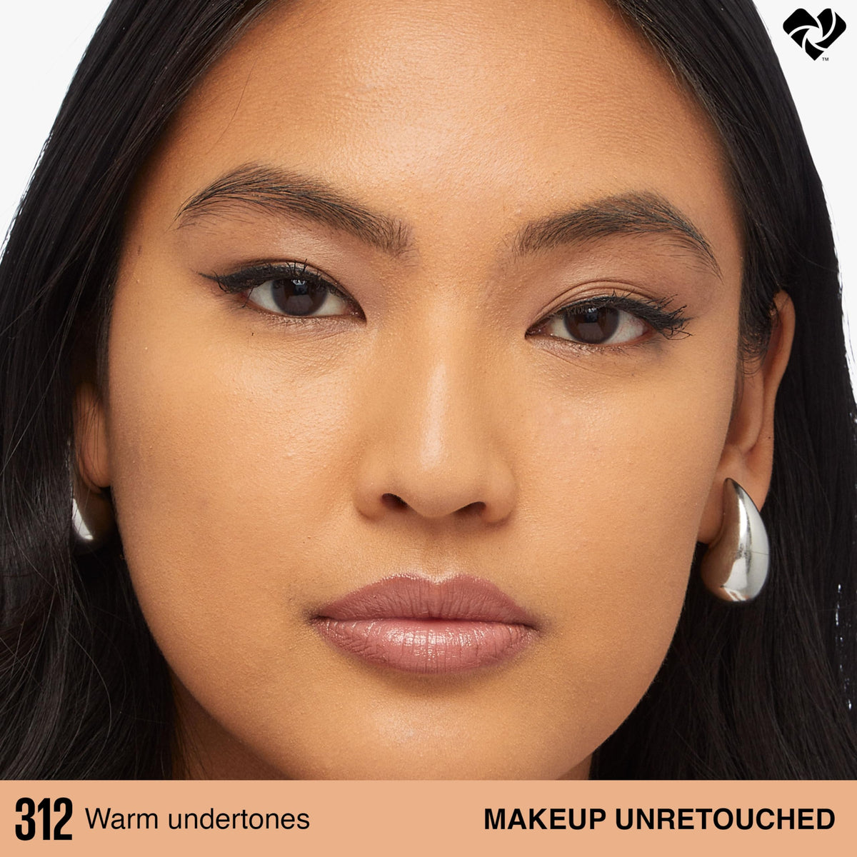 Maybelline closeup swatch of finish showing lumi-matte texture and refined skin effect