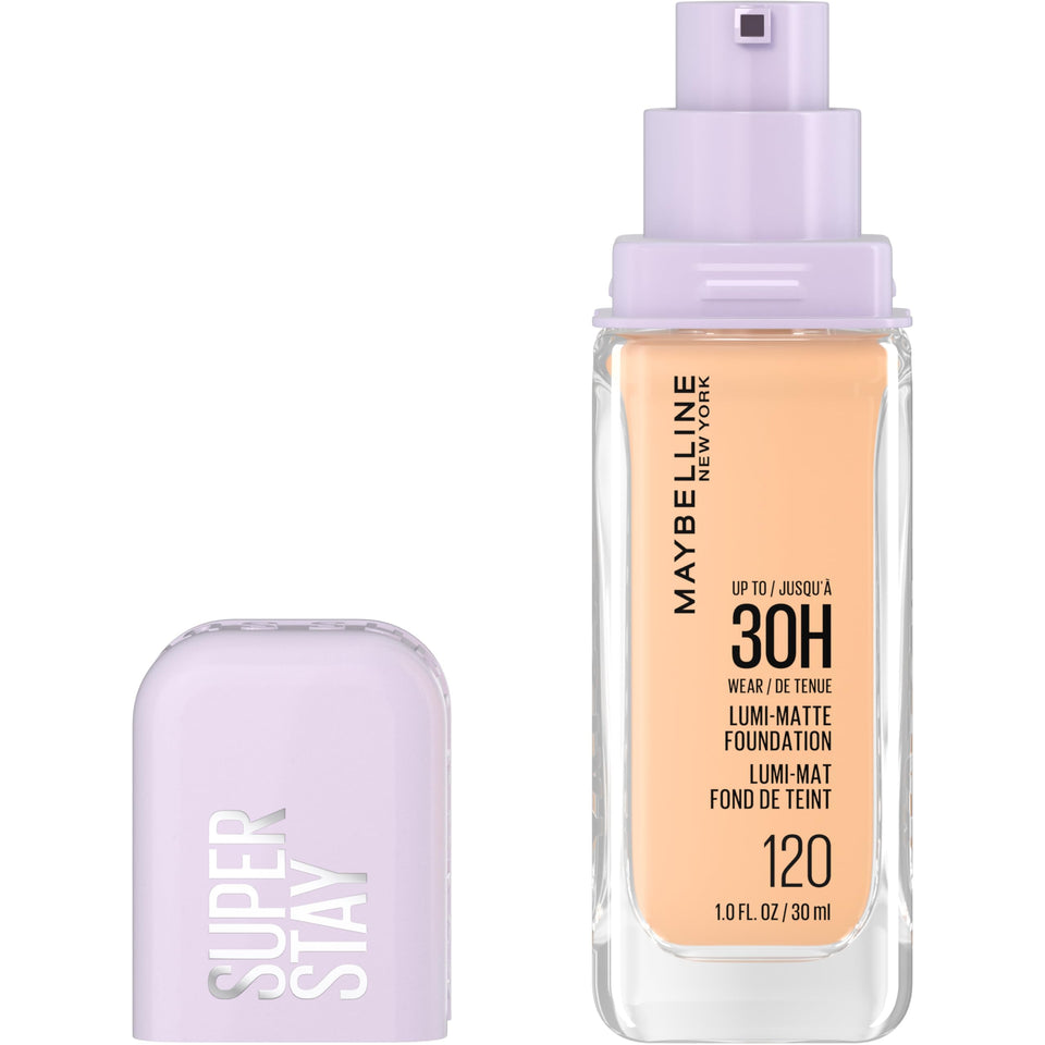 Maybelline bottle front packaging showing product and shade 120 benefit longwear