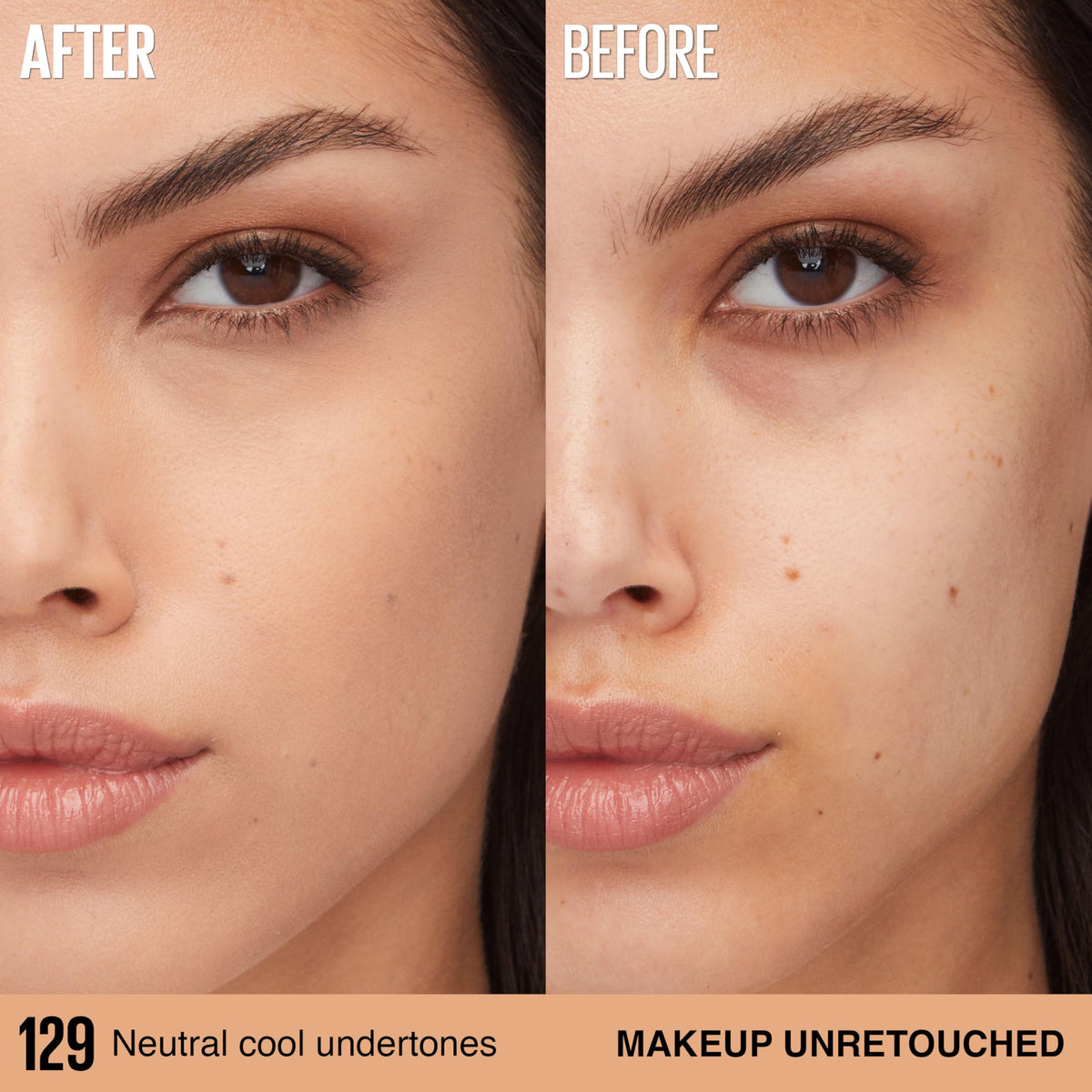 Maybelline multiple shade swatches on arm illustrating 24-shade range