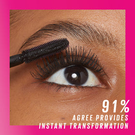 Maybelline mascara applied in lifestyle scene showing bold eye definition benefit