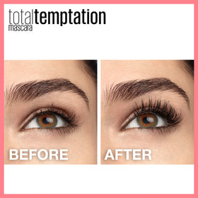 Maybelline mascara wand close-up highlights bristles for precise separation and clump-free layering