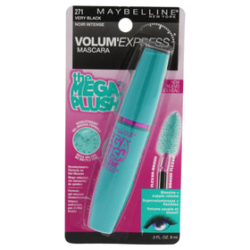 MAYBELLINE mascara front packaging in very black showing product and volume benefits