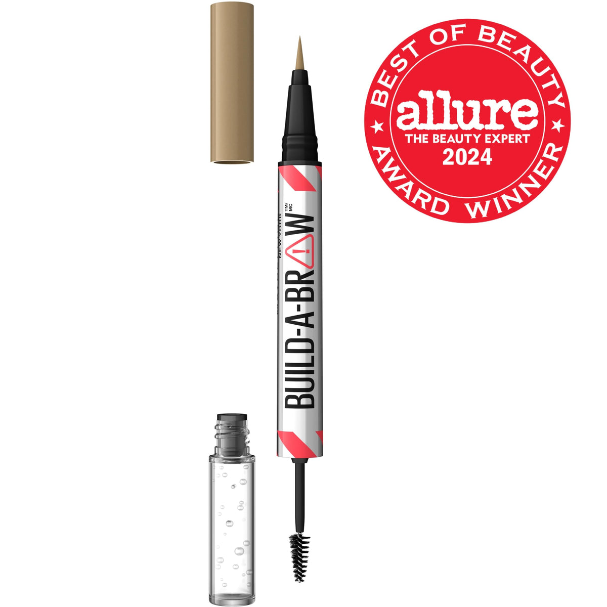 Maybelline pen tip close-up demonstrating precise hair-like stroke application benefit