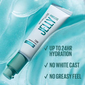 Maybelline Poreless Jelly jar and clear cap detail highlighting product clarity