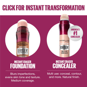 Maybelline bottle beside compact illustrating compact travel-friendly size