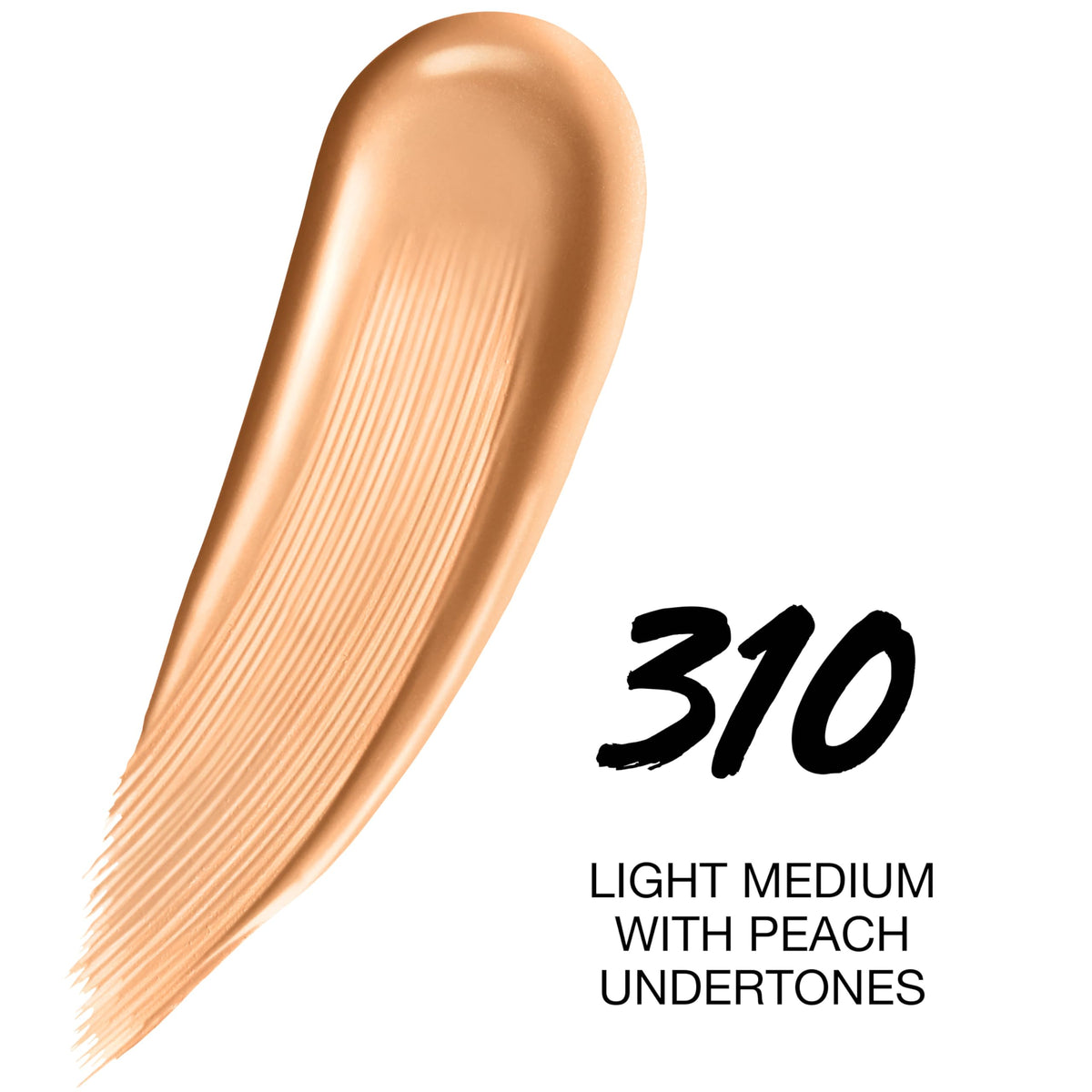 Maybelline close-up swatch on arm demonstrating shade 310 and natural coverage result