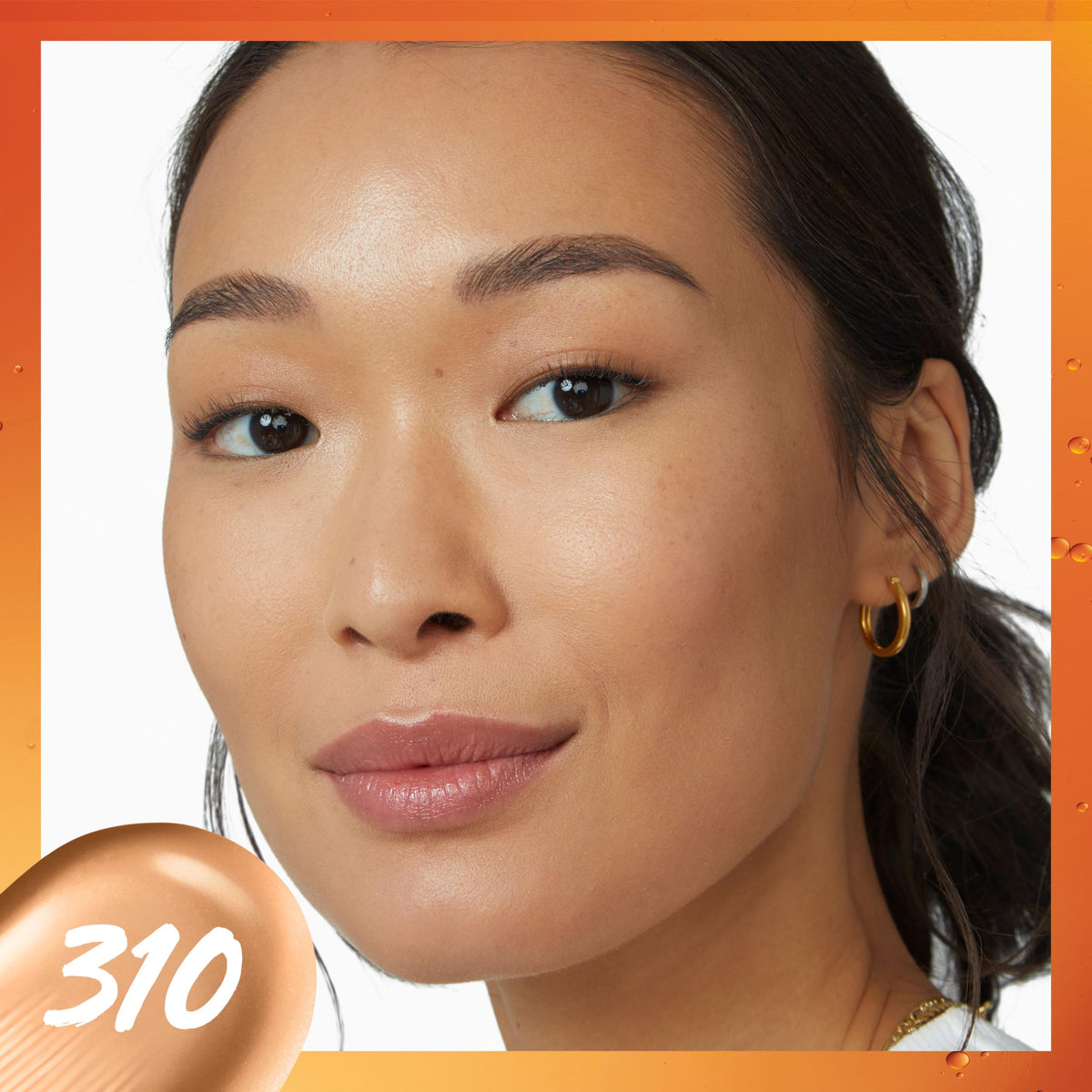 Maybelline pump dispensing skin tint texture highlighting smooth, blendable formula benefit