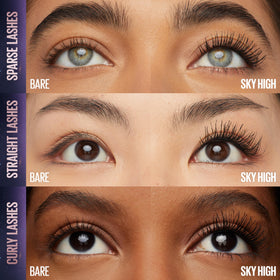 Maybelline Sky High Flex Tower brush close-up, precision coating benefit