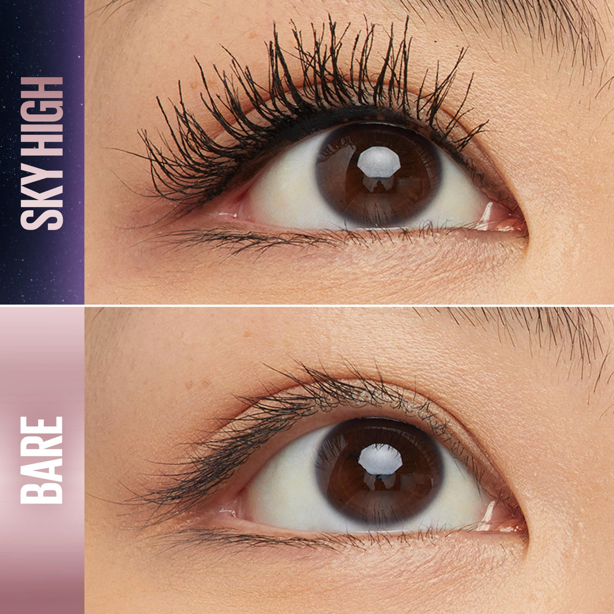 Maybelline Sky High flex tower brush close-up revealing tapered bristles for precise coating