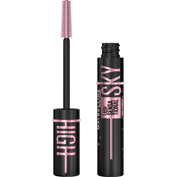 Maybelline Sky High front packaging showing Cosmic Black, instant length benefit
