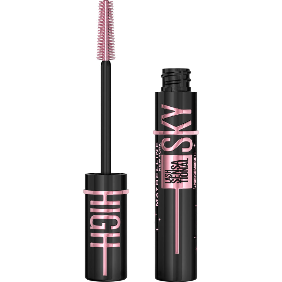Maybelline Sky High front packaging showing Cosmic Black, instant length benefit