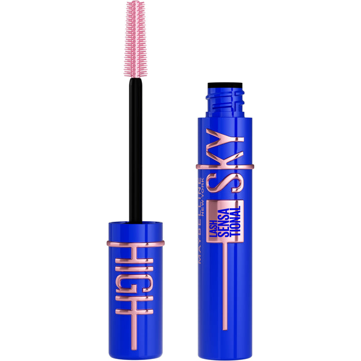 Maybelline Sky High front tube showing Blue Mist shade and sleek packaging benefit