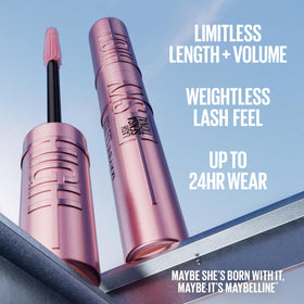 Maybelline Sky High wand showing fiber-rich formula for length and lift