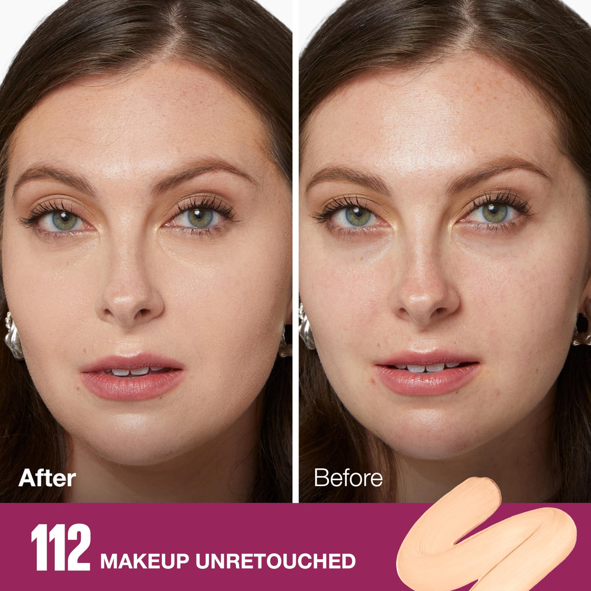 Maybelline sponge applicator close-up demonstrating easy click-and-blend application