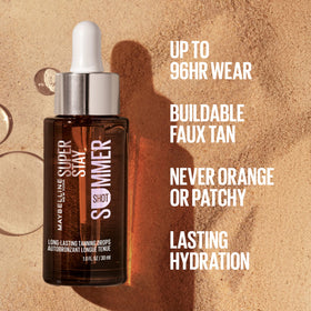 Maybelline clear serum texture highlighting hydrating, non-streak finish