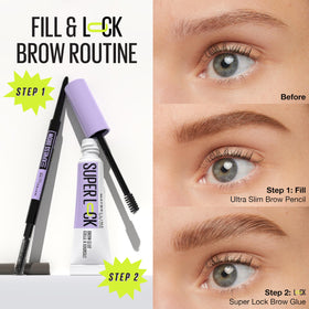 Model wearing Maybelline Super Lock Brow Glue in everyday lifestyle setting