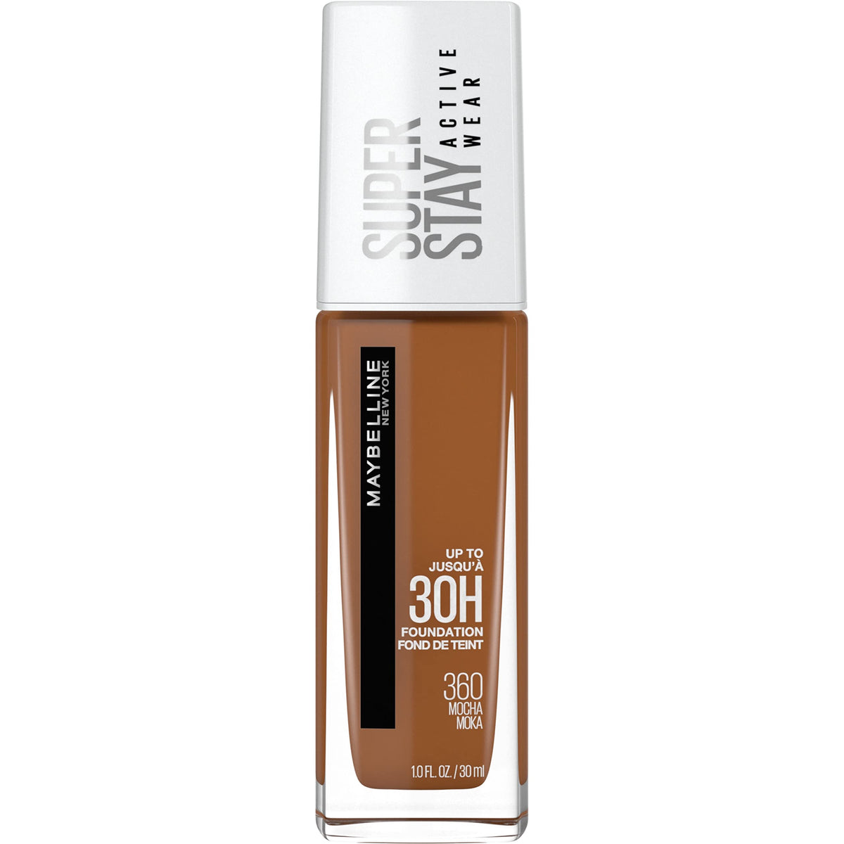 Maybelline front packaging showing product and shade Mocha for reliable coverage
