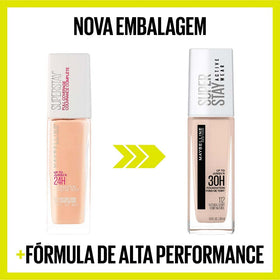 Maybelline foundation in toiletry bag demonstrating travel-ready durability benefit
