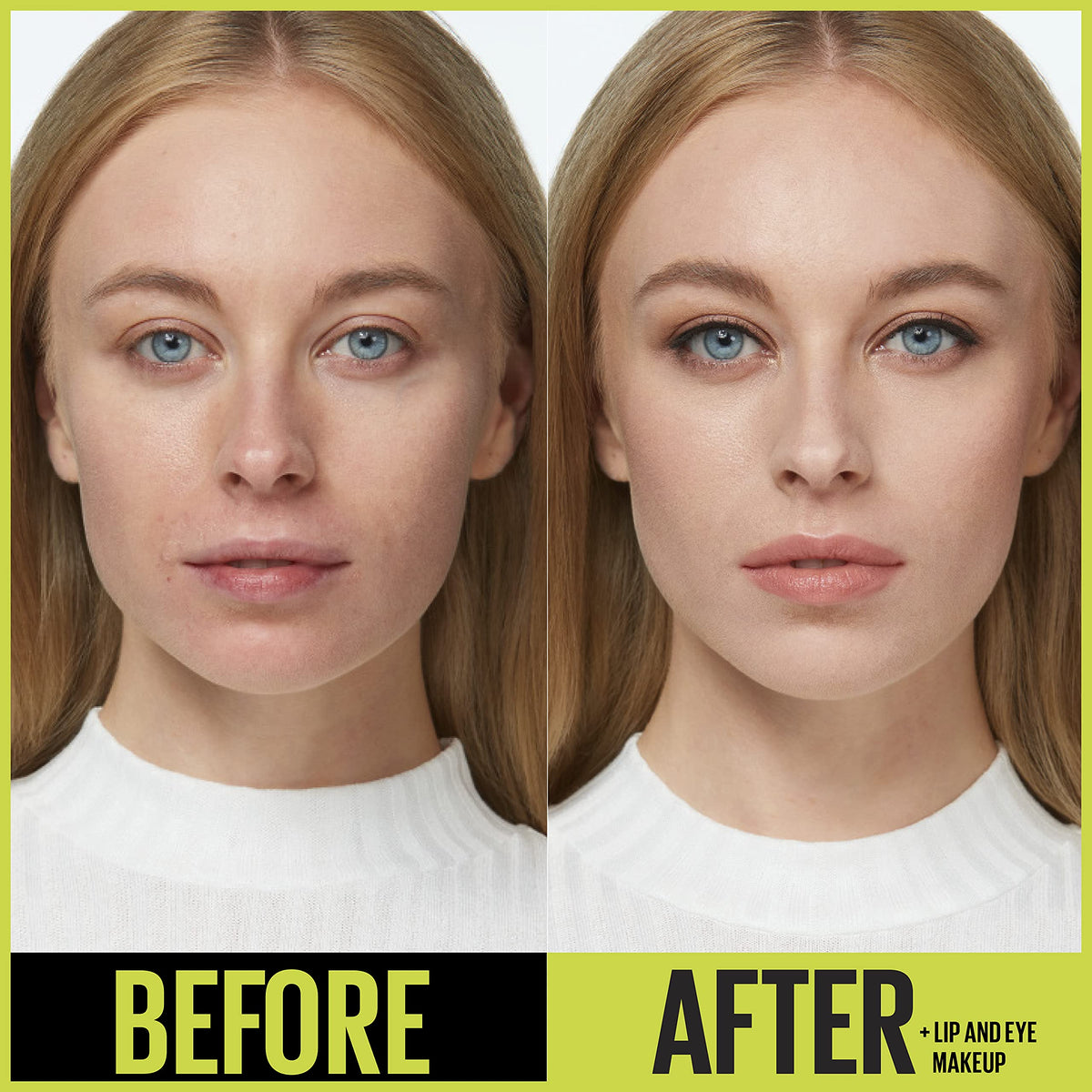 Maybelline foundation worn in daytime lifestyle scene showing long-lasting wear benefit