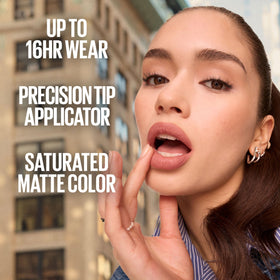 Maybelline lipstick on model lips closeup showing even, long-lasting color