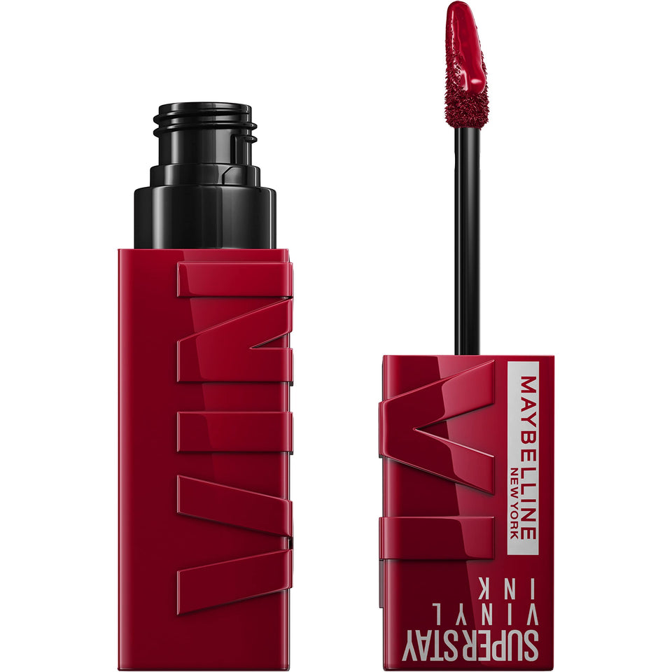 Maybelline front packaging showing the deep wine red shade and product name benefits