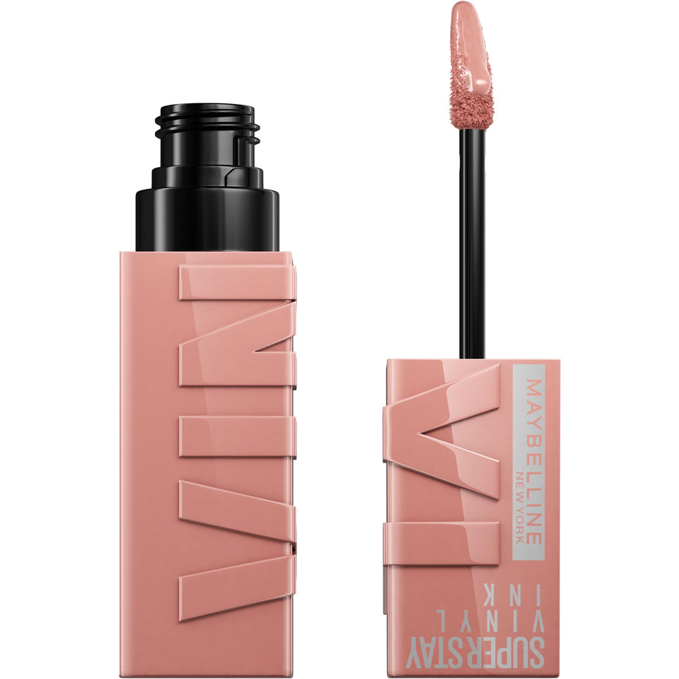 Maybelline Super Stay Vinyl Ink front packaging showing shade Captivated and glossy appeal