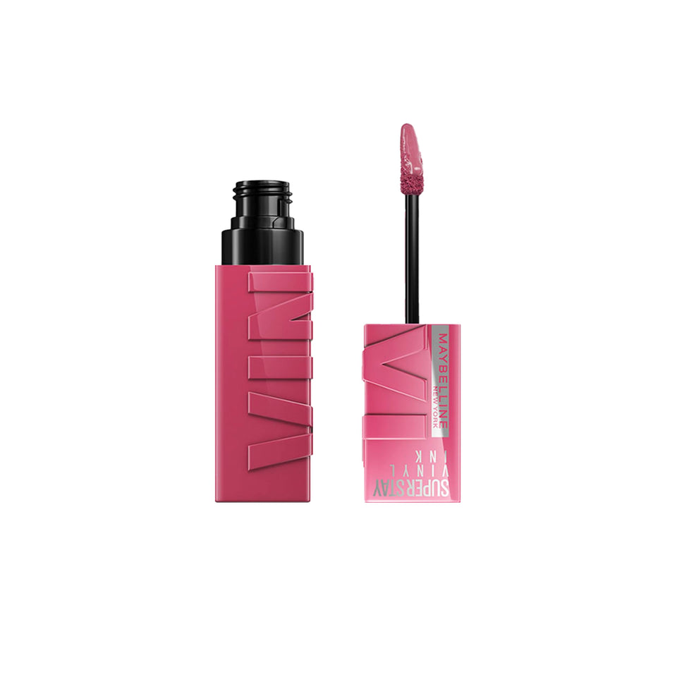 Maybelline tube front packaging showing shade and glossy finish benefit