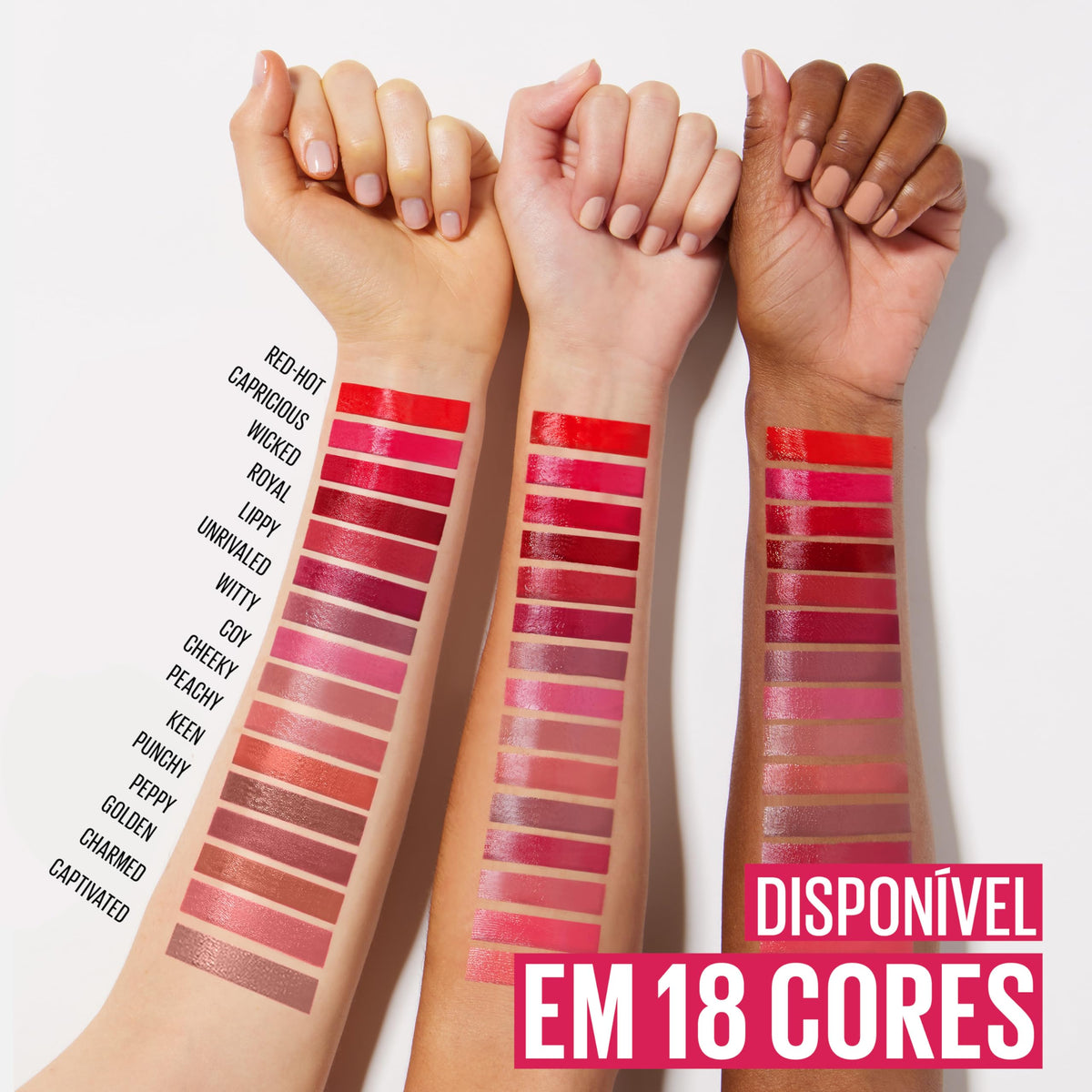 Maybelline lip swatch on model demonstrating rose mauve nude payoff benefit