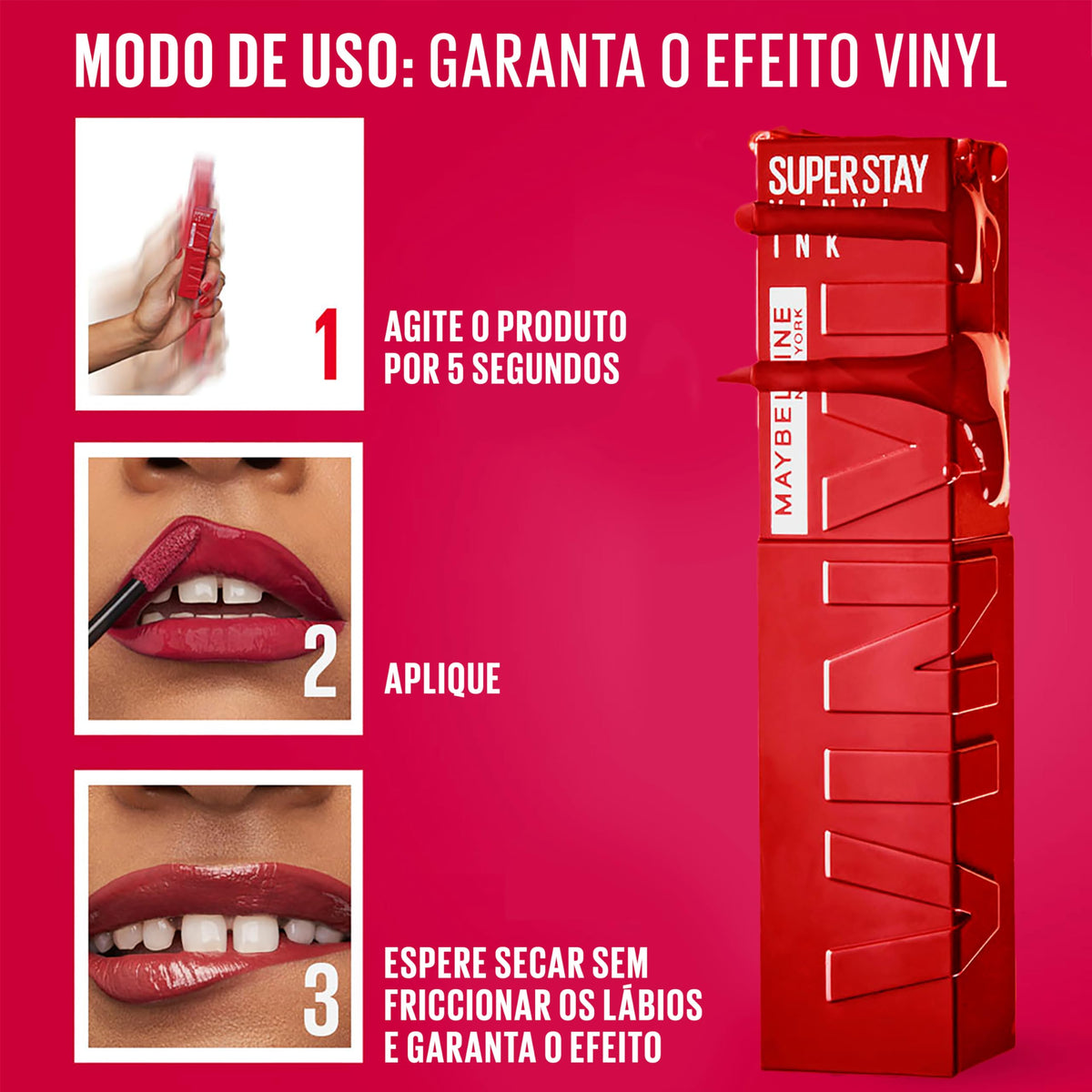 Maybelline texture and gloss detail highlighting vinyl shine benefit