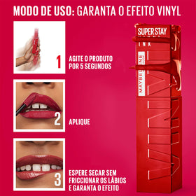 Maybelline texture and gloss detail highlighting vinyl shine benefit