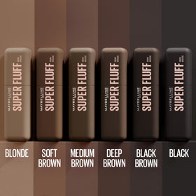 Maybelline Superfluff bottle and cap detail highlighting applicator design and secure seal