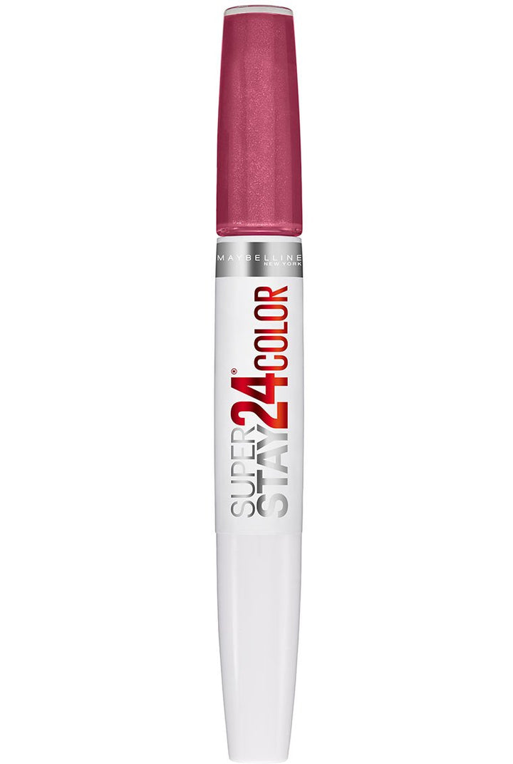 Maybelline SuperStay 24 tube front view showing sleek packaging and shade name benefit: clear shade identification