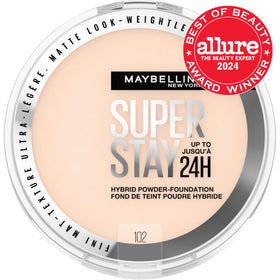 Maybelline open powder pan close-up showing smooth texture for even coverage