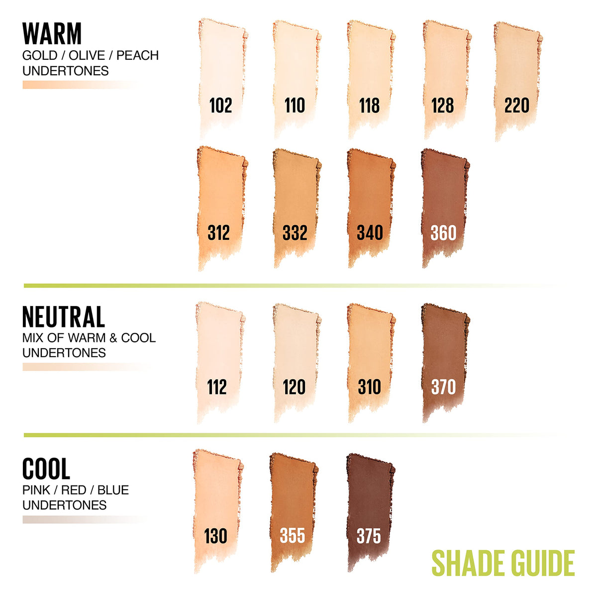 Maybelline packaging label close-up showing shade number and ingredient clarity benefit