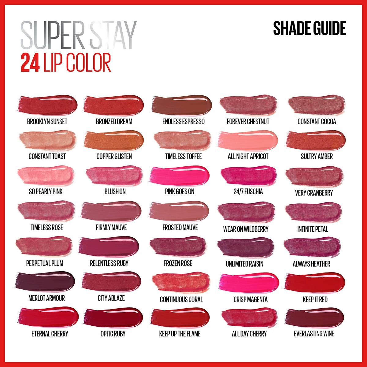 MAYBELLINE arm swatch of Optic Ruby illustrating vivid ruby shade