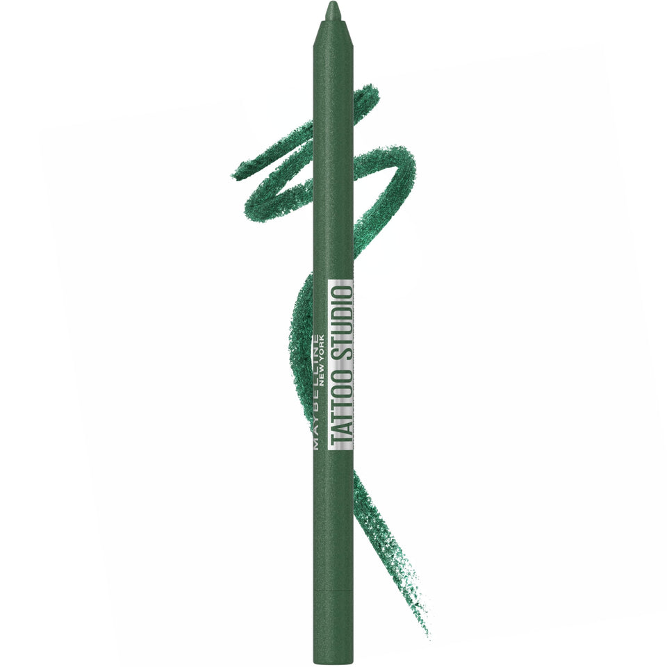 MAYBELLINE front packaging showing hunter green eyeliner and long-wear benefit