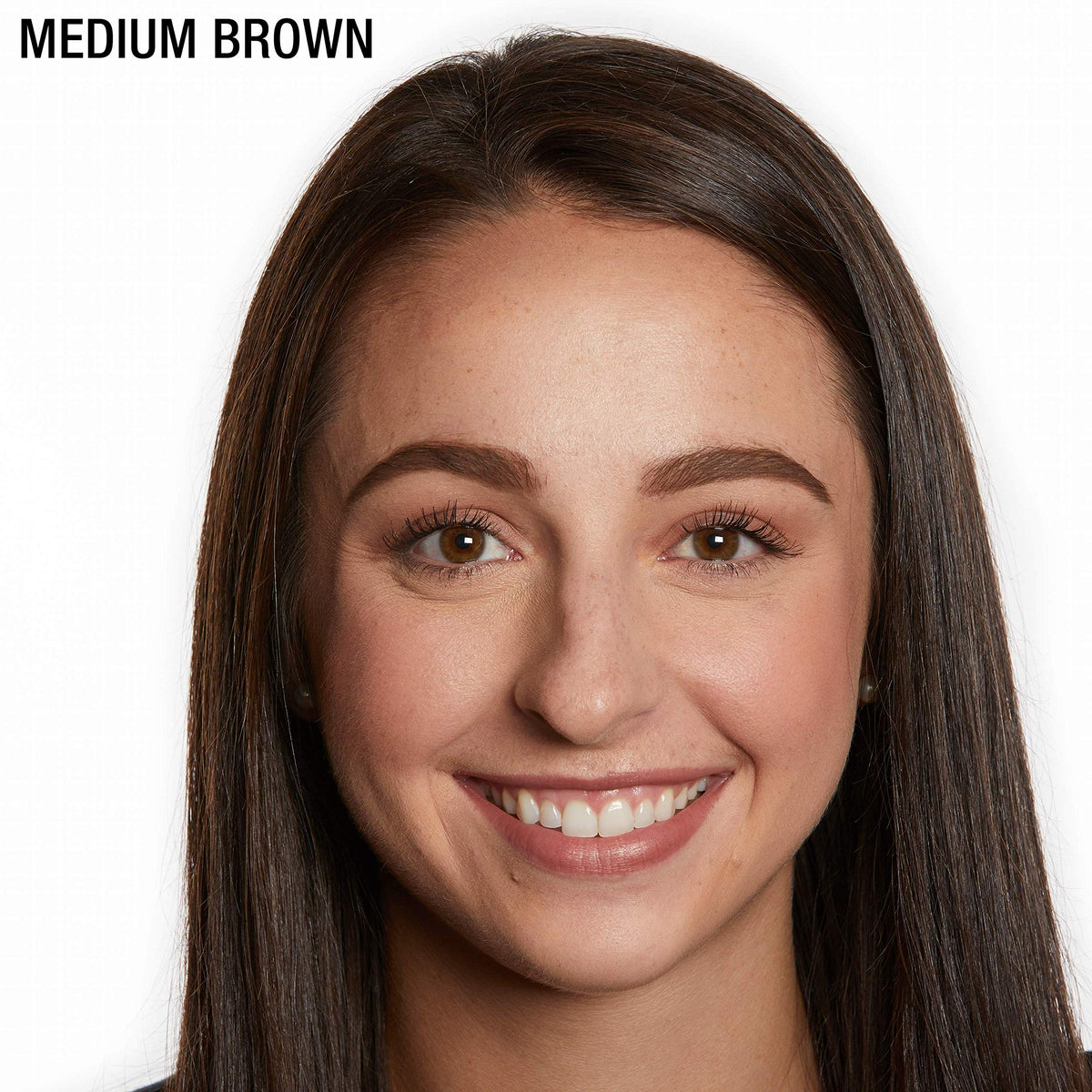Maybelline product applied on model brows demonstrating fuller sculpted look