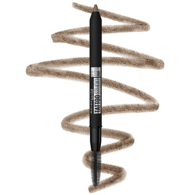 MAYBELLINE front packaging showing compact pencil and spoolie for travel-ready brows