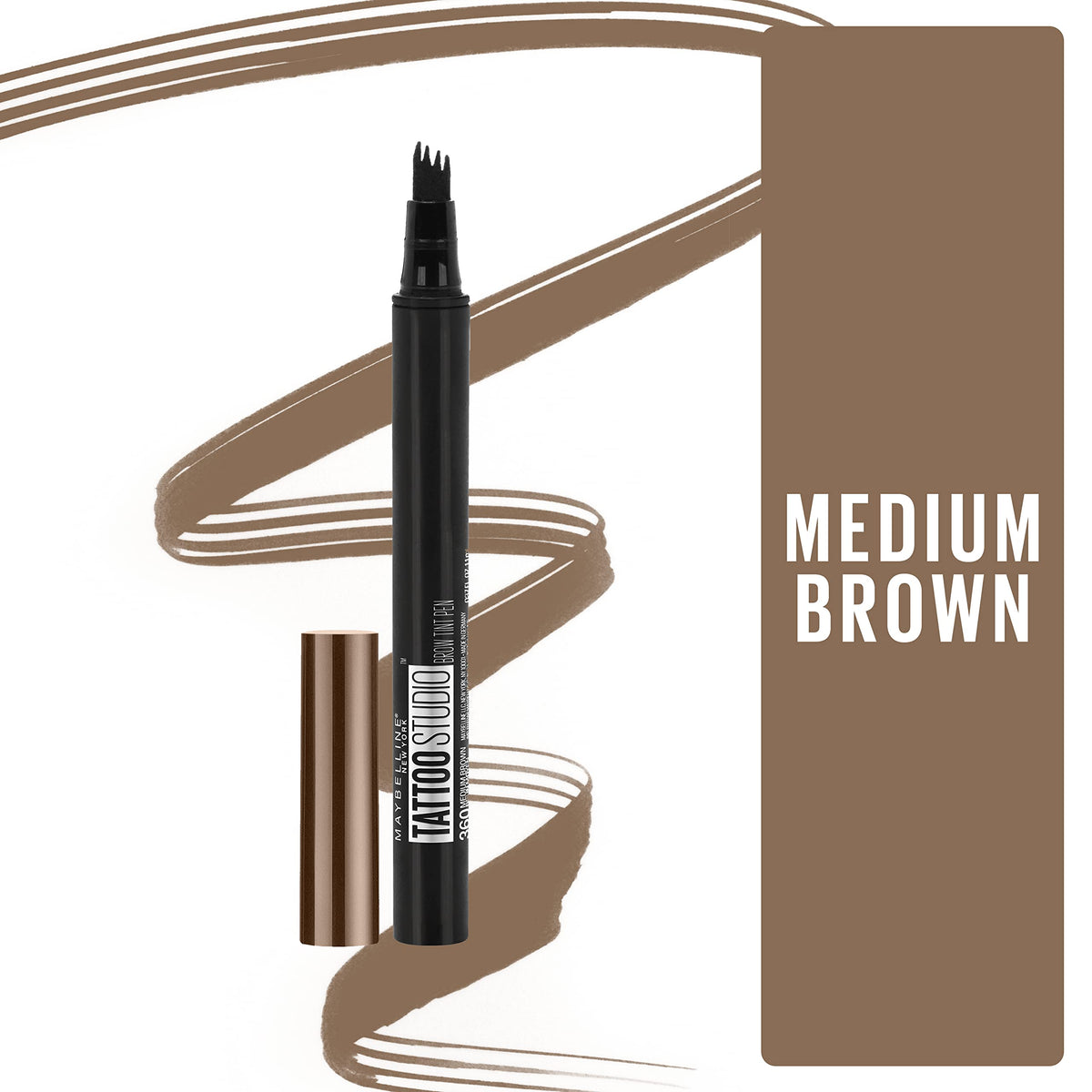 Maybelline multi-prong tip close-up creating precise hair-like strokes