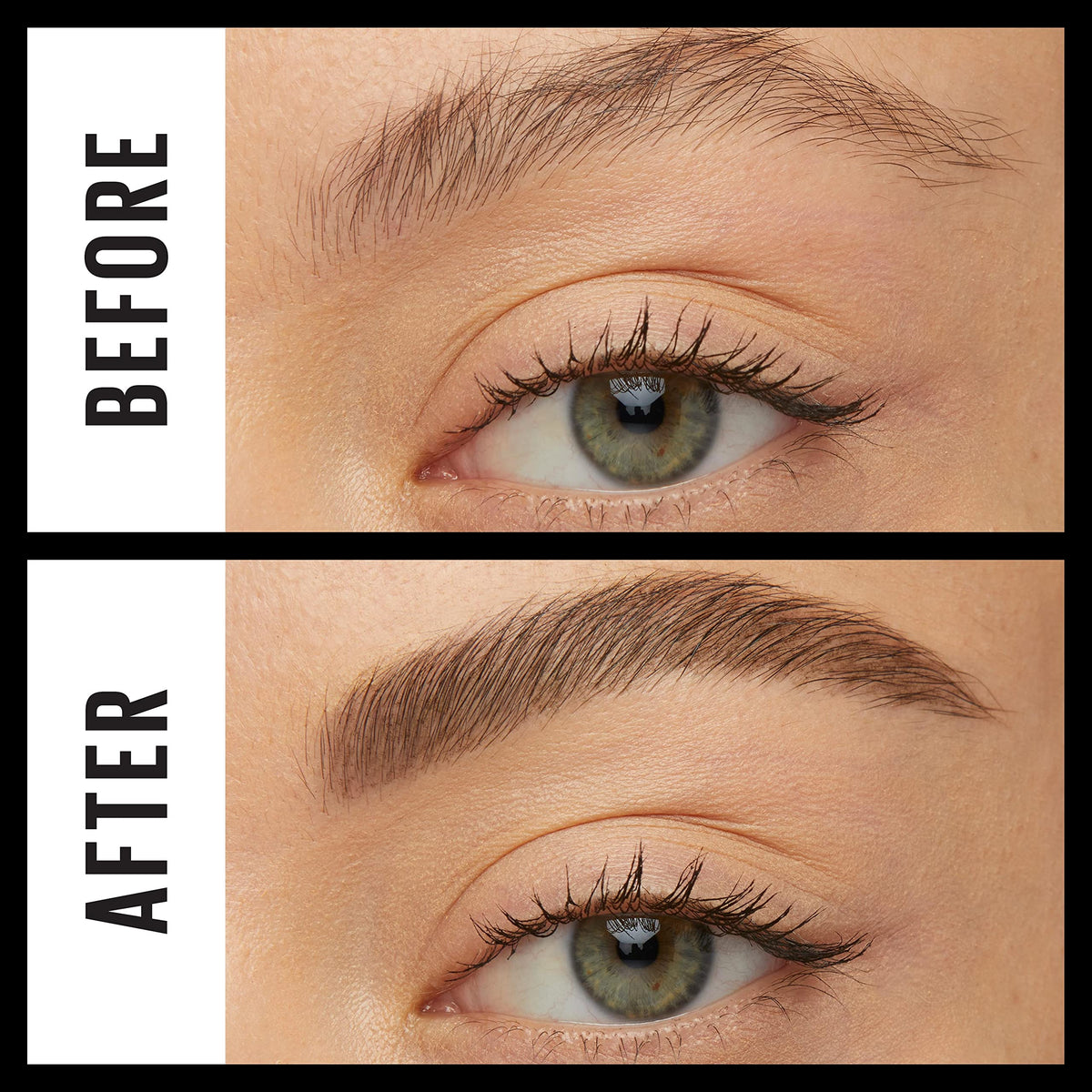MAYBELLINE soft brown swatch on skin showing true color and blendability