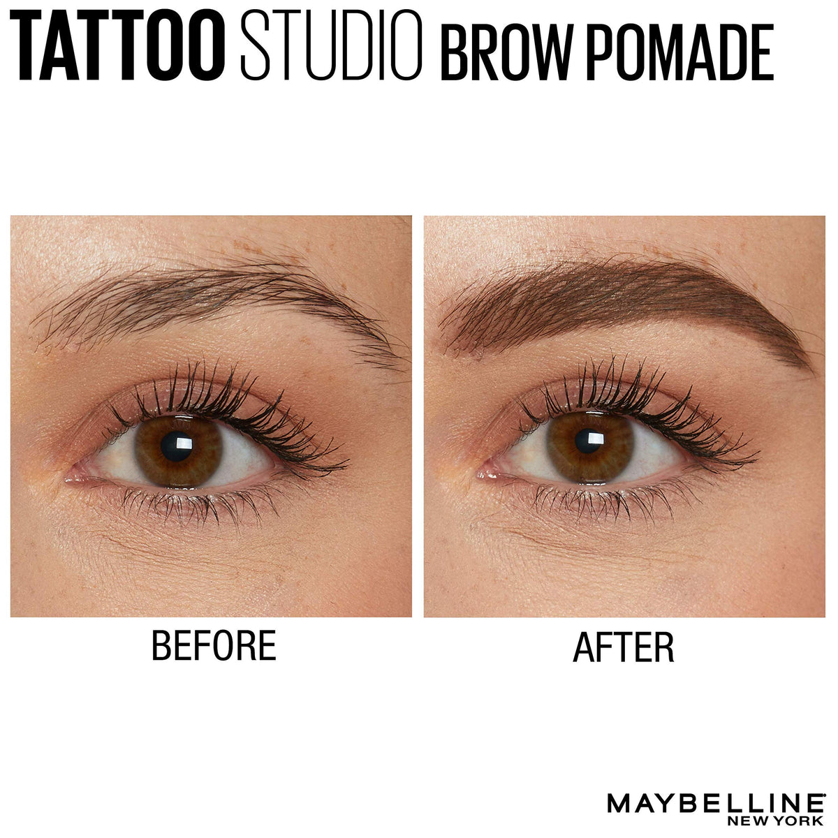 Maybelline dual-ended tool being used with spoolie to blend for natural finish